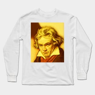 Ludwig van Beethoven Golden Colourful Portrait | Ludwig van Beethoven Artwork 8 Long Sleeve T-Shirt